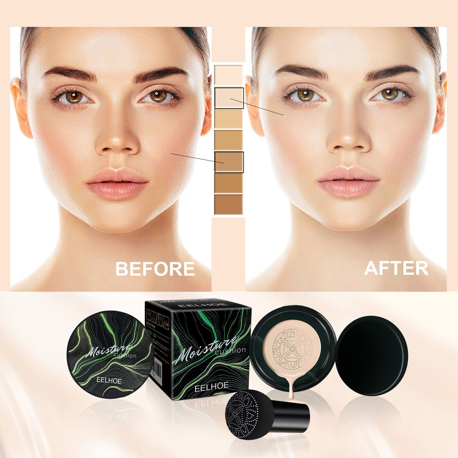 이엘호이 버섯 모양 에어쿠션 비비크림 파운데이션 컨실러 - Bb Cushion Korean 리뷰 및 가격